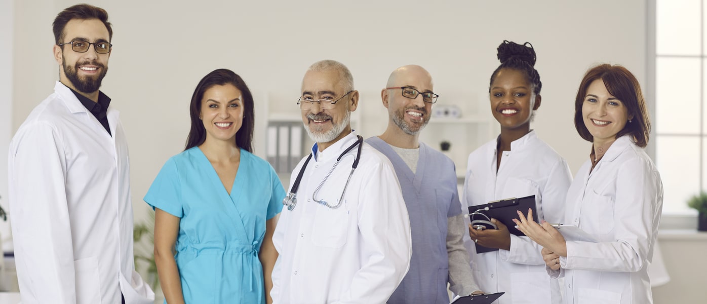 happy diverse medical staff